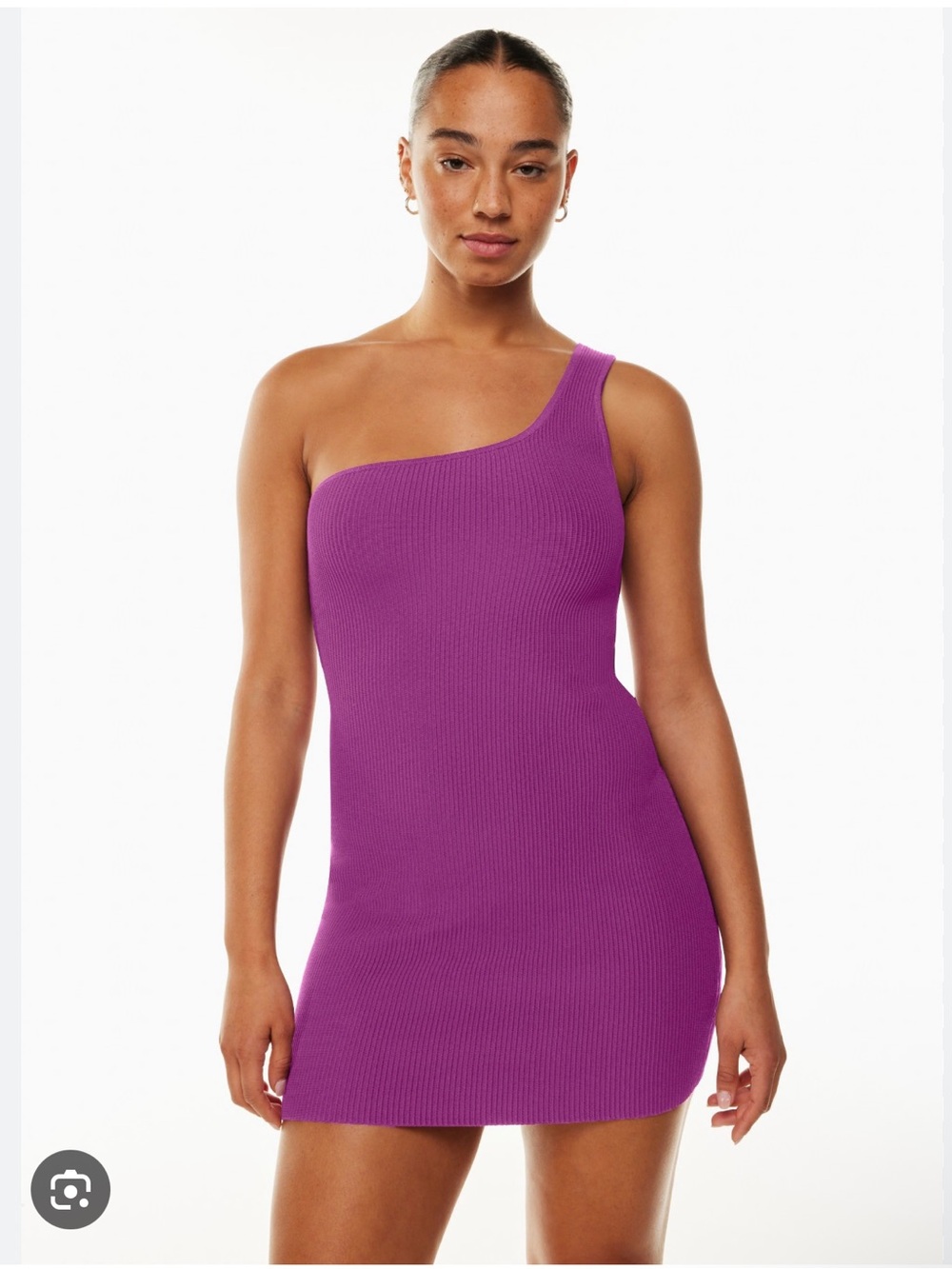 Babaton Sculpt Knit One Shoulder purple Dress
Size small